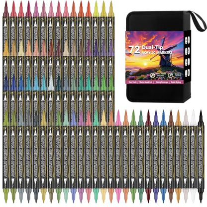 Dual Tip Acrylic Paint Markers 72 Colors (36 Count)