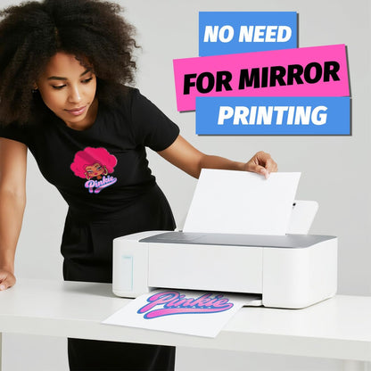Lovein-Pinkie Heat Transfer Paper for Laser & Inkjet Printer (10 Sheets 8.5x11", Dark Plus) Printable Iron on Transfer Paper for Dark Fabric, Printable Heat Transfer Vinyl for T Shirts