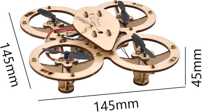 DIY Wooden Building Blocks Flying, DIY Wooden Drone Model Kit Remote Control Aircraft Training Wooden Assembly Quadcopter Mini Drone Model