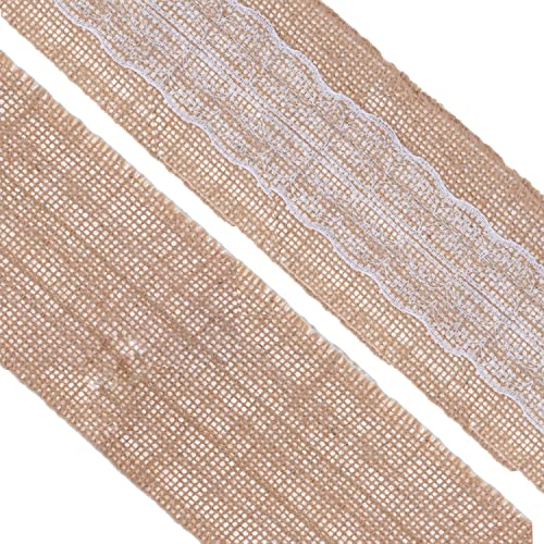3 Inch Wide Burlap and Lace Ribbon for Crafts