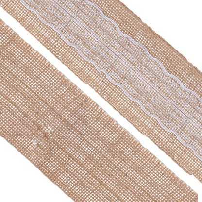 3 Inch Wide Burlap and Lace Ribbon for Crafts