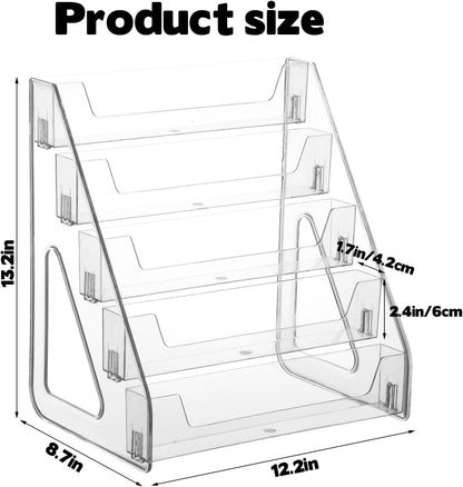 5 Tier Acrylic Card Display Stand(Tall Height), Clear Display Shelf Desktop for Trading Cards, Sports Cards, Greeting Card, Stickers & Brochures, Easy Clip-On Design