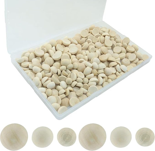 300 PCS Half Wooden Beads, 3 Sizes 10/12/15mm Unfinished Smooth Hemisphere Beads for DIY Craft Painting, Art Projects, Home & Party Supplies