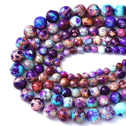 91PCS 4mm Natural Galaxy Sea Sediment Jasper Beads Gemstone Round Loose Spacer Stone Beads for Jewelry Making DIY Bracelet Necklace 15 Inch (16 Count)