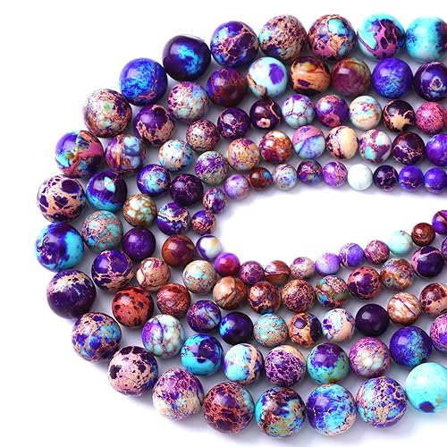 60PCS 6mm Natural Galaxy Sea Sediment Jasper Beads Gemstone Round Loose Spacer Stone Beads for Jewelry Making DIY Bracelet Necklace 15 Inch (16 Count)