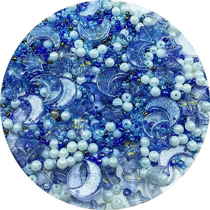 Assorted Glass Beads for Jewelry Making Multi Size Colors Glass Star Moon Seed Pearl Spacer Beads for Bracelets Necklace Earring Making (2.8219 Ounce)