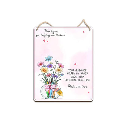DIY Flower Crayon Handprint Craft Sign Gifts for Daycare PreK Preschool Kindergarten Teacher, Flower Craft Teacher Appreciation Keepsake End of Year Gifts from Students, Thank You For Helping Me Bloom