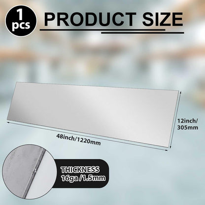 1 pcs 16 Gauge 12 x 48 inch Metal Steel Sheet Steel Plate Mild Carbon Cold Rolled Square Weldable Metal Panels for Outside Industrial DIY Use Projects Weld Accessories