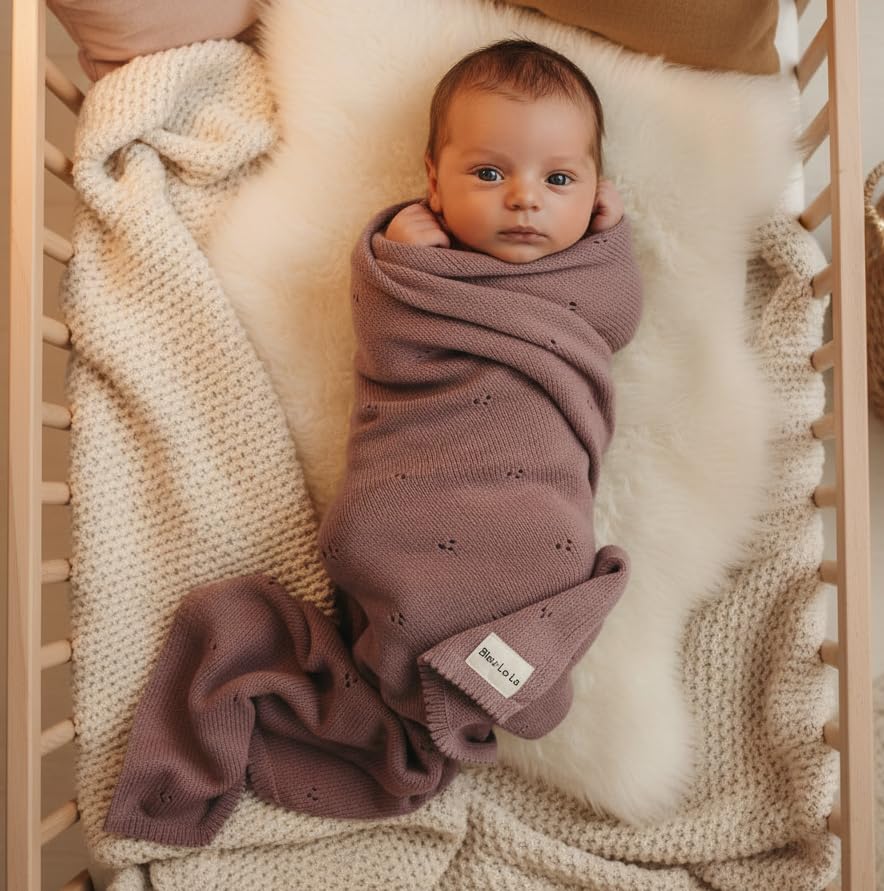 100% Luxury Organic Cotton Pointelle Knit Baby Quilt Blanket