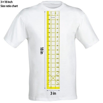 Acrylic Ruler 7 Piece Set, Non Slip Rings 50 Pieces, Quilting Rulers, Size (6"x24"), (2"x24"), (3"x18"), (3"x8"), (1.5"x12"), (1"x12"), (1"x6") (Yellow-7 Piece Set)