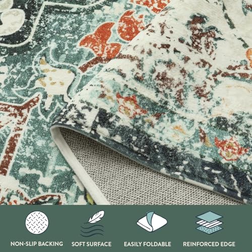 Reine Bohemian Floral Medallion Area Rug