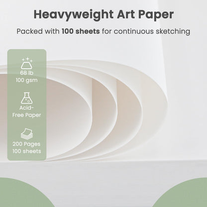 Sketch Pad 9x12 Inch, 1 Pack-100 Sheets Spiral Drawing Paper for Kids，68lb/100gsm Drawing Sketchbook for Kids Ages 8-12, Drawing Book for Adults, Teens, Painting, Drawing & Art Supplies. - Crafty Corner