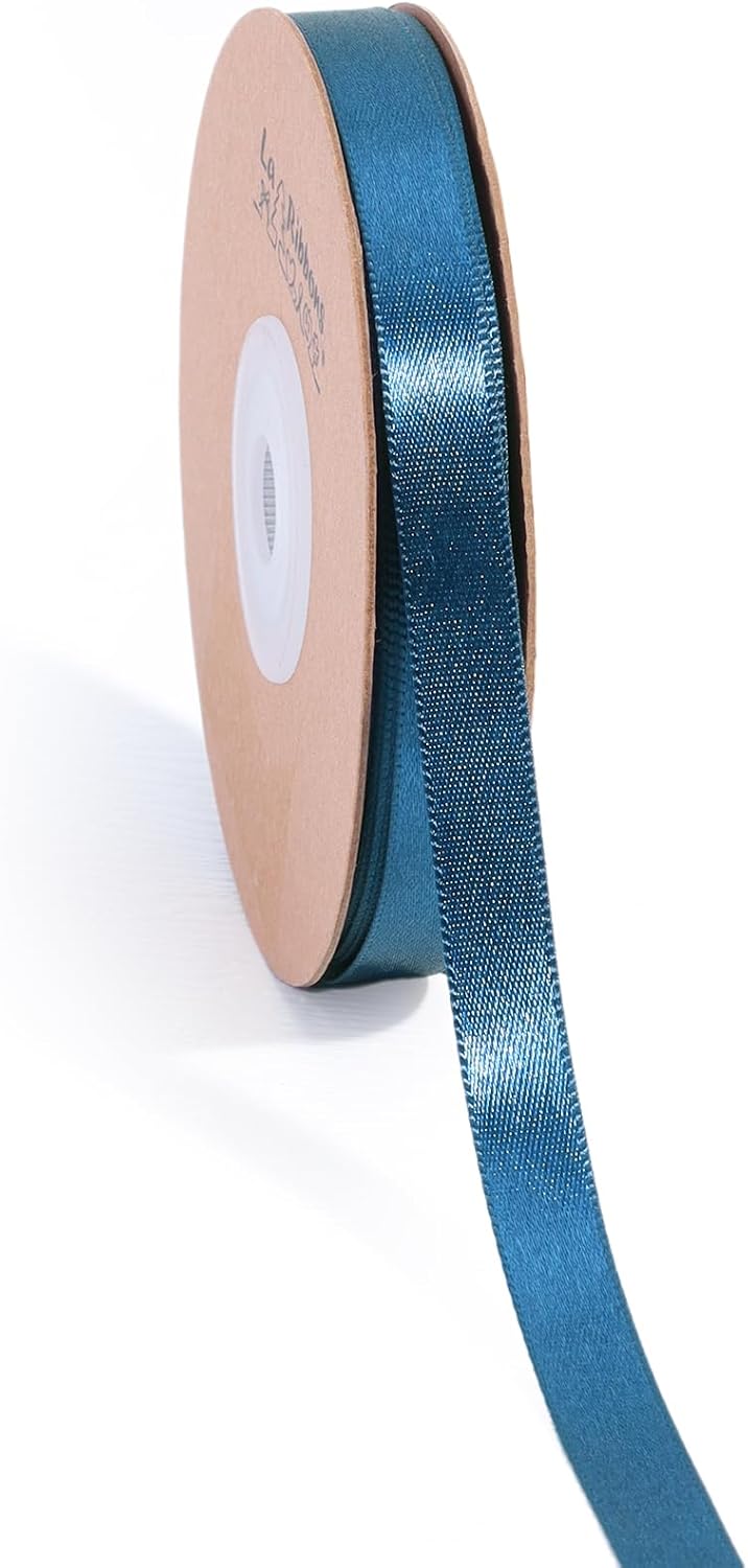 LaRibbons Navy Satin Ribbon 3/8 Inch 50 Yards Thin Luxury Double Faced Blue Silk Ribbon for Flower Bouquet Crafts Gift Wrapping Wedding Bow Decoration - Crafty Corner