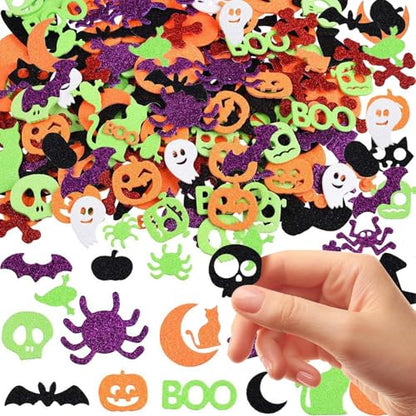 300Pcs Halloween Foam Stickers Glitter Pumpkin Spider Bat DIY Stickers
