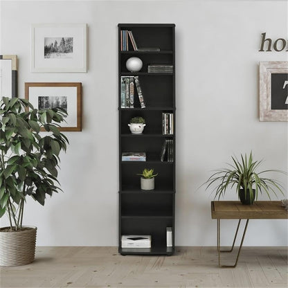 Pemberly Row Engineered Wood Space Saving Multimedia Storage Tower in Espresso