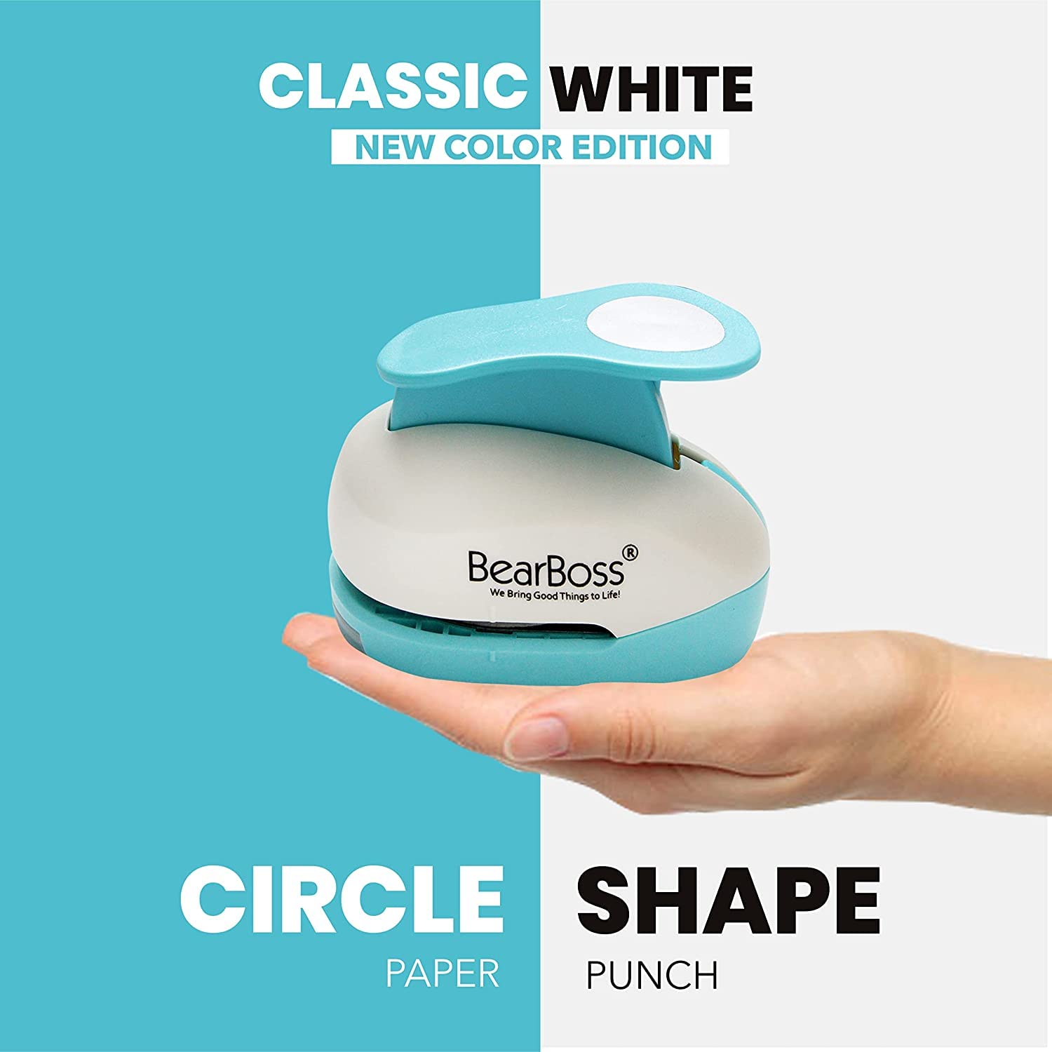 BearBoss 3 Inch Circle Punch, Hole Punch Shapes, Paper Punch Set for Scrapbooking Festival Paper Greeting Card DIY Albums Photos (Classic White) - Crafty Corner