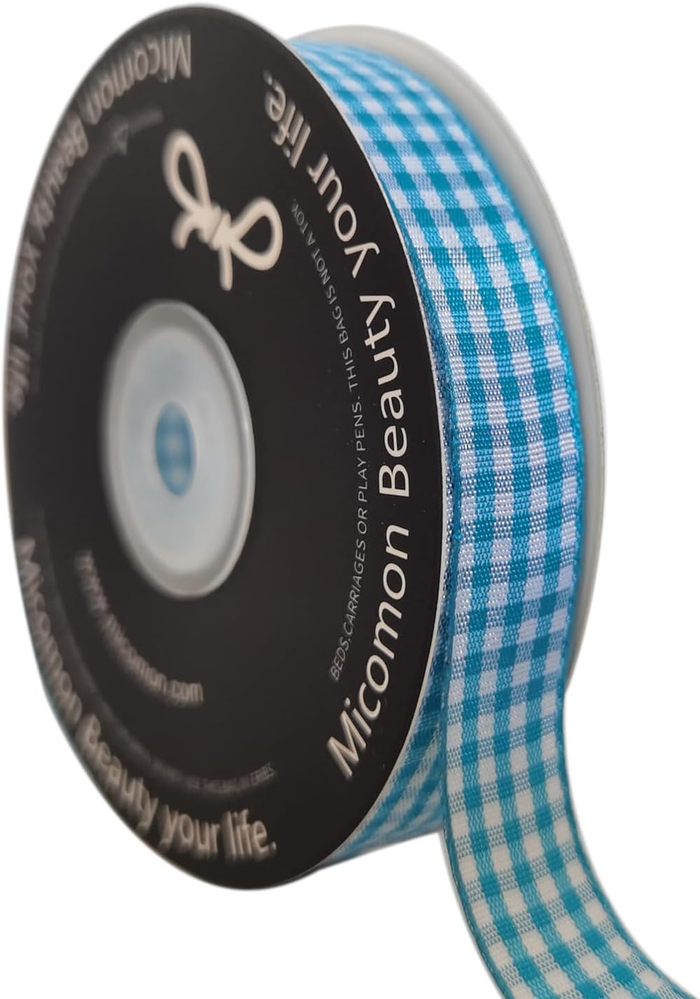 Vivid Blue and White Woven Edge Plaid Ribbon 100% Polyester Gingham Ribbon 25 Yards Each Roll (5/8",Vivid Blue) - Crafty Corner