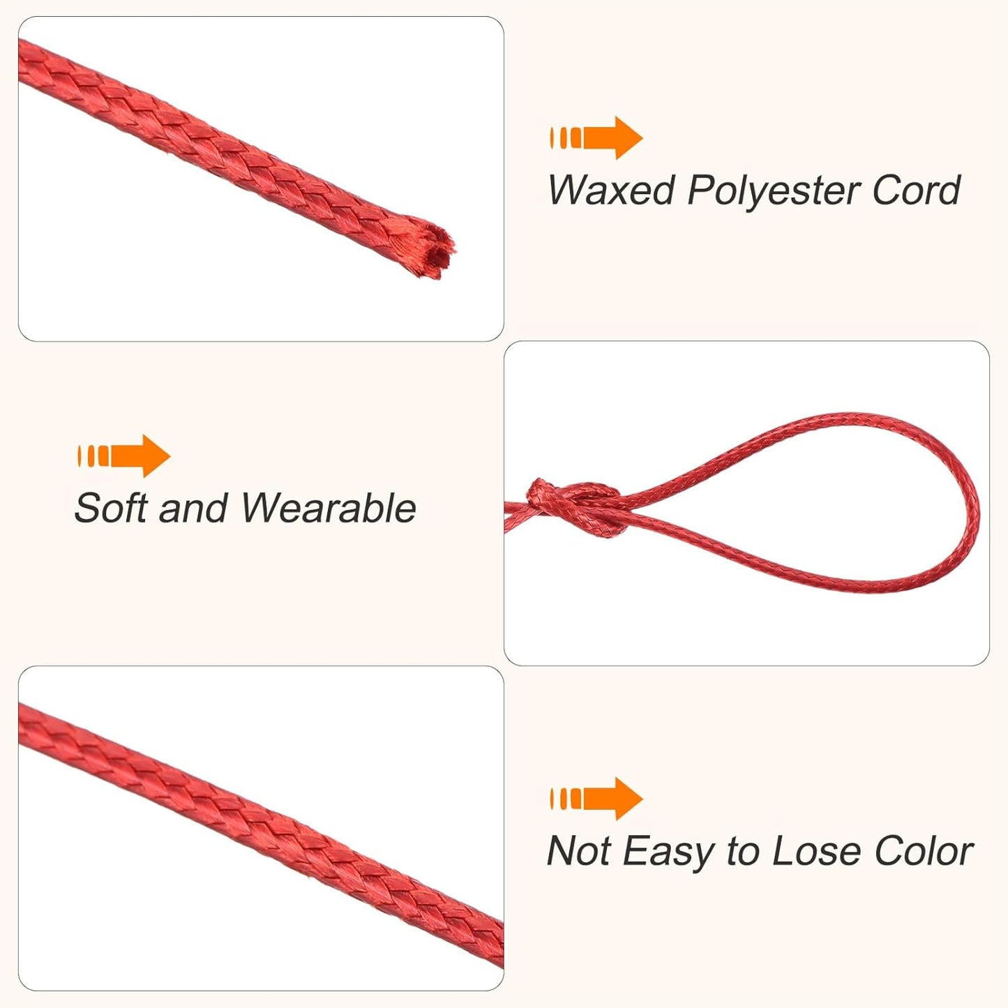 MECCANIXITY Waxed Cord 1.2mm Waxed Polyester Cord 175 Yard Wax String for Bracelet Making,Necklaces, Beading,Jewelry Making and DIY Crafts(Red)