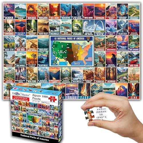 Colorful Vintage USA National Parks 1000 Pieces Large Format Jigsaw Puzzle for 13+