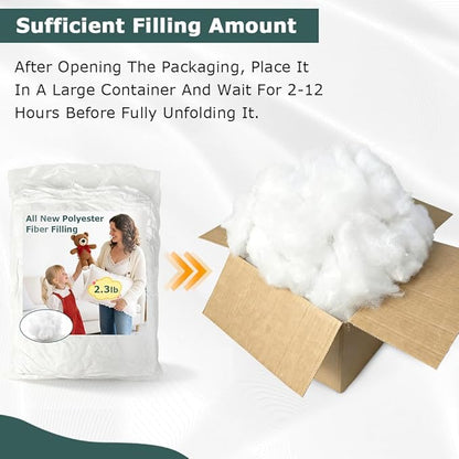 Welacer Pillow Stuffing 2.3lbs/36.8oz, Polyfill Stuffing for Stuffed Animals, Crafts, DIY Plush Toys, Back Cushions, Cloud Decoration, All-New Material Premium White Polyester Filling for Crochet