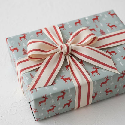 CT CRAFT LLC Ivory Cotton Red Stripes Ribbon 1.5" x 10 Yards for Home Décor Gift Present Wrapping DIY Crafts Birthday Wedding Bouquet Christmas - Crafty Corner