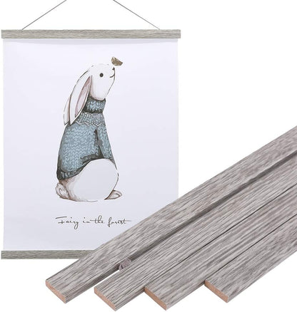Artmag Magnetic Poster Hanger Frame, 33x24 33x23 33x47 Light Wood Wooden Magnet Canvas Artwork Print Poster Hangers Frames Hanging Kit (Grey, 33")