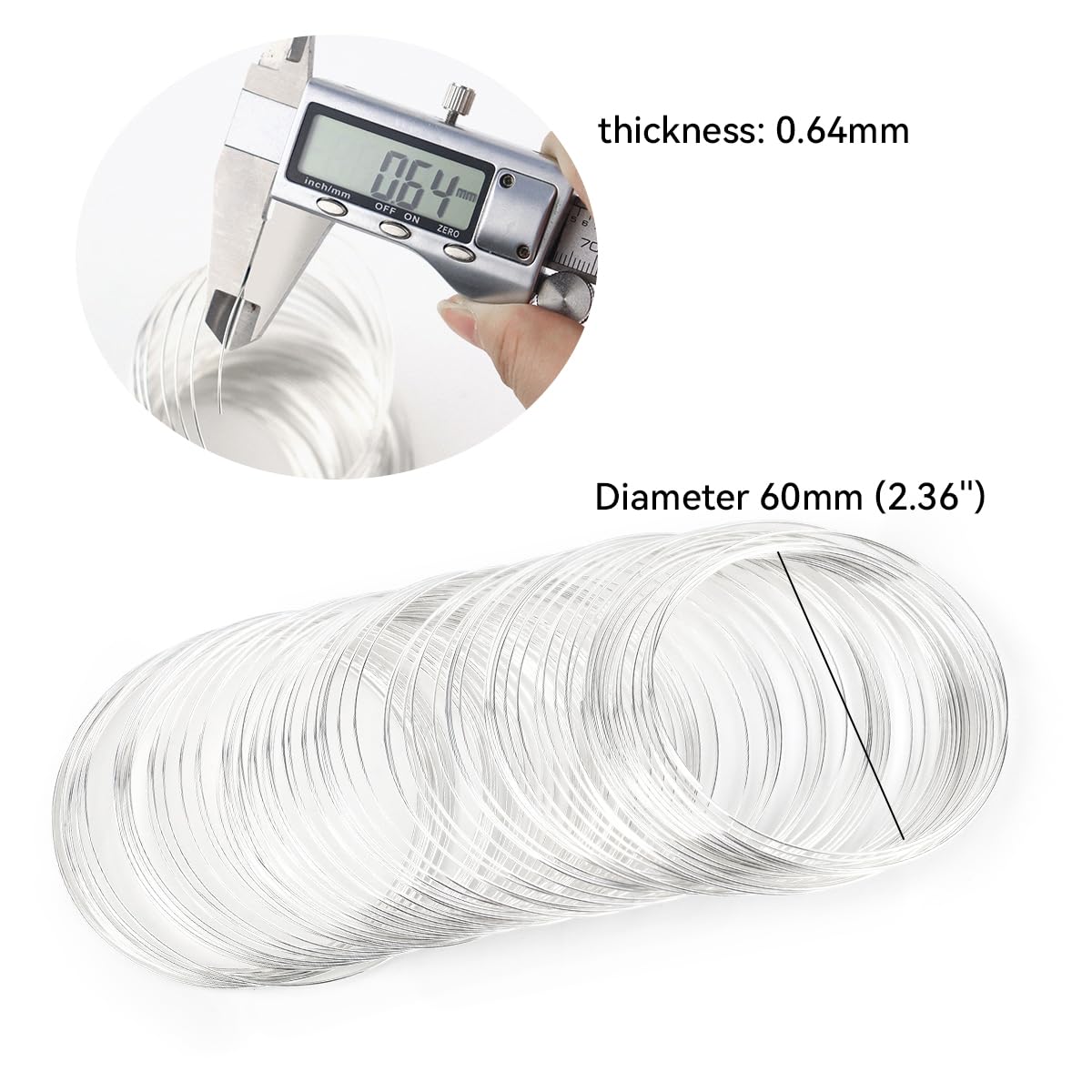200 Loops Memory Steel Wire for Jewelry Making Supplies, 0.6mm Bangle Bracelet Wire Memory Beading Wire for Art Creation Necklace DIY Crafts Making (Silver) - Crafty Corner