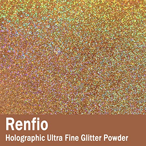 Holographic Ultra Fine Gold Glitter Powder Metallic Resin Glitter (2.11 Ounce)
