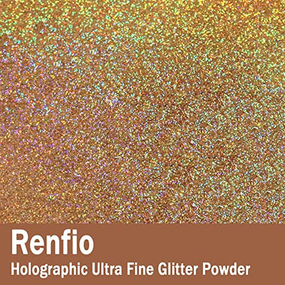 Holographic Ultra Fine Gold Glitter Powder Metallic Resin Glitter (2.11 Ounce)