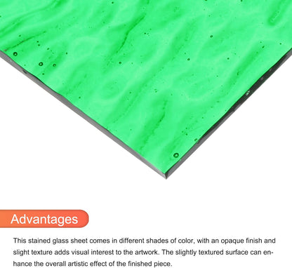 MECCANIXITY 2 Pcs Stained Glass Sheet Mosaic Tile 7.9 Inch x 5.9 Inch Emerald Green Stained Glass Sheets for Crafts DIY Art Project