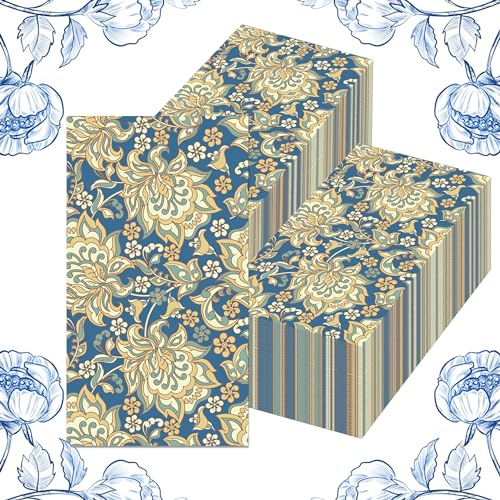 100Pcs William Morris Paper Napkins Disposable Paper Floral Vintage Napkins Decoupage Decorations for Kitchen (100 Count)