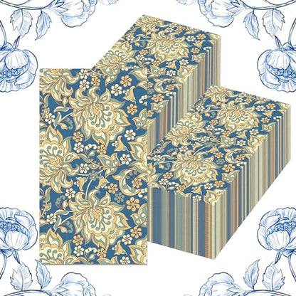 100Pcs William Morris Paper Napkins Disposable Paper Floral Vintage Napkins Decoupage Decorations for Kitchen (100 Count)