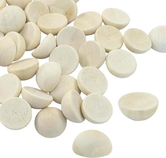 300 PCS Half Wooden Beads, 15 * 7.5mm Unfinished Smooth Hemisphere Beads for DIY Craft Painting, Professional Art Projects, Adult Craft Supplies, Home & Party Decoration