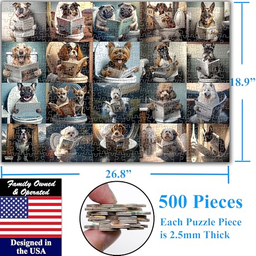 Pooping Dogs & Puppies 500 Pieces Very Large Pieces Jigsaw. for Adults & Seniors 13+ Size