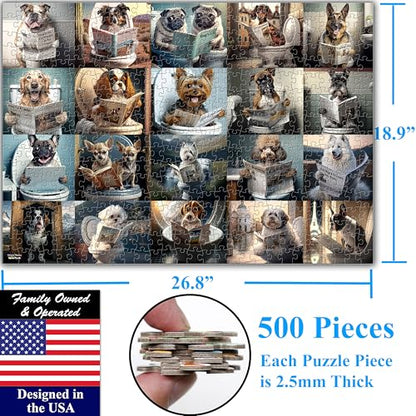 Pooping Dogs & Puppies 500 Pieces Very Large Pieces Jigsaw. for Adults & Seniors 13+ Size