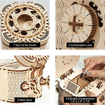 3D Wooden Puzzle Password Box Model Kits for Adults and Teens to Build Combination Lock Mechanism Christmas