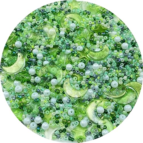 Assorted Glass Beads for Jewelry Making Multi Size Colors Glass Star Moon Seed Pearl Spacer Beads for Bracelets Necklace Earring Making (2.8219 Ounce)