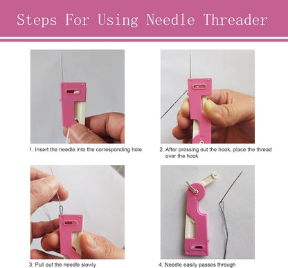 Automatic Needle Threader, Girlsvorlsvi 3PCS Hand Sewing Tools for Embroidery, Cross Stitch, Quilting (Random Colors) - DIY Craft Accessories