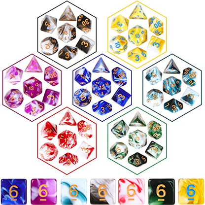 1001 Pcs Dice Sets Bulk with Drawstring Bag Polyhedral Dice Sets Multi Role Playing Table Game D4 D6 D8 D10 D% D12 D20 (143 Count)