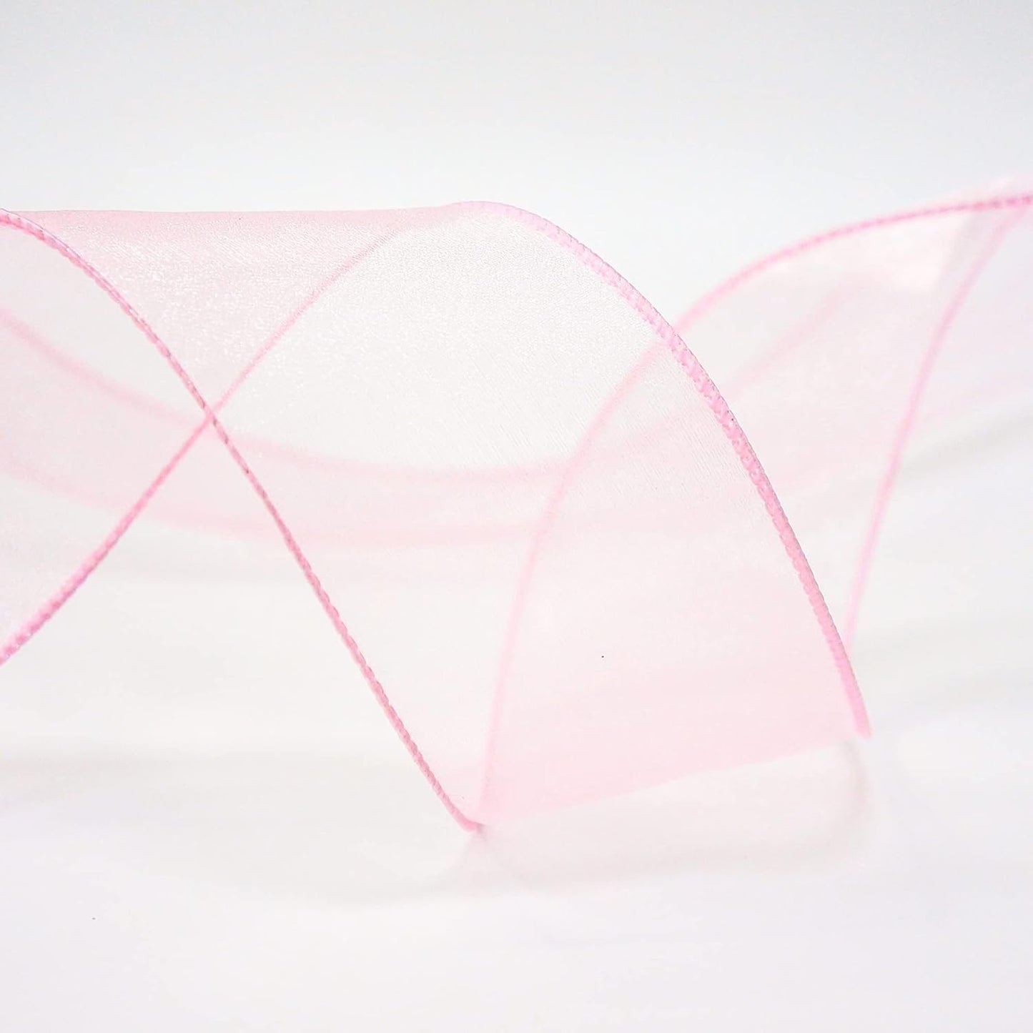 CT CRAFT LLC Sheer Organza Wired Ribbon 2.5" x 50Yards Pink for Wedding Chair Bow Flora Bouquet Gift Wrapping Christmas Tree Home Decor Wreath - Crafty Corner