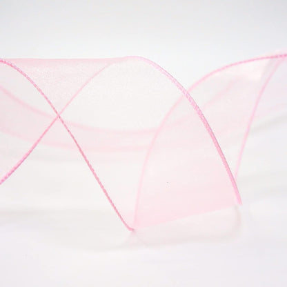 CT CRAFT LLC Sheer Organza Wired Ribbon 2.5" x 50Yards Pink for Wedding Chair Bow Flora Bouquet Gift Wrapping Christmas Tree Home Decor Wreath - Crafty Corner