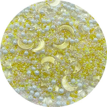 Assorted Glass Beads for Jewelry Making Multi Size Colors Glass Star Moon Seed Pearl Spacer Beads for Bracelets Necklace Earring Making (2.8219 Ounce)