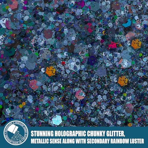 Laser Black Chunky & Fine Iridescent Glitter Mix (5.64 Ounce)