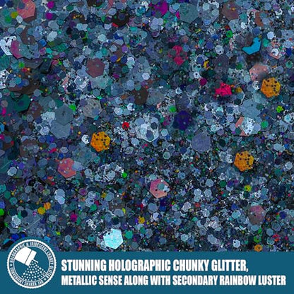 Laser Black Chunky & Fine Iridescent Glitter Mix (5.64 Ounce)
