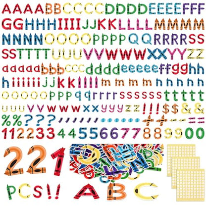 221 Pcs Colorful Crayon Bulletin Board Letters for Classroom (221 Count)