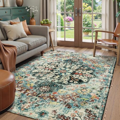 Reine Bohemian Floral Medallion Area Rug