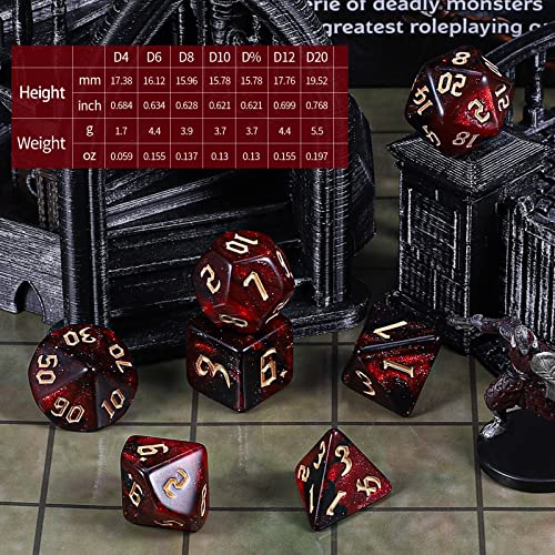 Polyhedral Role Playing Dice with Drawstring Storage Pouch (182 Count)