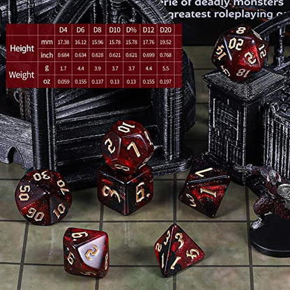 Polyhedral Role Playing Dice with Drawstring Storage Pouch (182 Count)