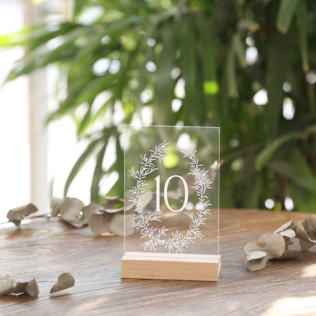 UNIQOOO 20 Pack 4" Wood Stands for Wedding Acrylic Sign, Wood Table Number Holders for 1/8 Thick Acrylic Sheets | Wedding Display Stand, Card Holder, Great for Bar Menu, Retail Sign, Party and Events