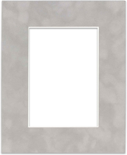 Pack of 25 Acid Free 11x14 Mats Bevel Cut for 8.5x11 Photos - Light Grey Suede Precut Matboards With Backing Boards and Clear Photo Mat Bags For Pictures, Photos, Framing - 4-ply Thickness